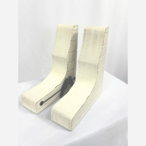 Birds on a Wire Bookends – Rustic White Wood & Metal Set of 2 - Picture 7 of 10